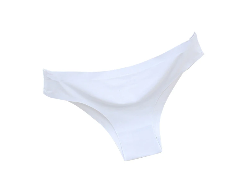 Minbaeg Seamless Panties Women Breathable Underwear Solid Color Low Rise Knickers Briefs-White - White