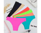 Minbaeg Seamless Panties Women Breathable Underwear Solid Color Low Rise Knickers Briefs-Black - Black