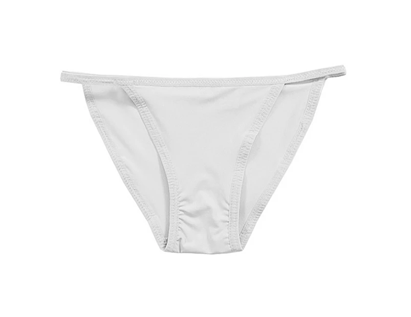 Minbaeg Sexy Bikini Briefs Pure Color Low-rise Slim Strap Bikini Panties for Women-White One Size - White