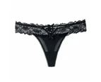 Minbaeg See-through T-back Breathable One Size Lace Design Thong for Valentine's Day -Black One Size - Black