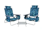 Costway 2-Pack Folding Backpack Beach Chair Table Set 5-Position Outdoor Reclining Chair