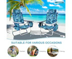 Costway 2-Pack Folding Backpack Beach Chair Table Set 5-Position Outdoor Reclining Chair