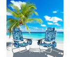 Costway 2-Pack Folding Backpack Beach Chair Table Set 5-Position Outdoor Reclining Chair