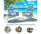 Costway 2-Pack Folding Backpack Beach Chair Table Set 5-Position Outdoor Reclining Chair Blue