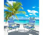 Costway 2-Pack Folding Backpack Beach Chair Table Set 5-Position Outdoor Reclining Chair Blue