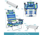 Costway 2-Pack Folding Backpack Beach Chair Table Set 5-Position Outdoor Reclining Chair Blue