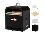 Costway 4-in-1 2 Layer Outdoor Pizza Oven Detachable BBQ Grill Fire Pit w/Waterproof Cover & Pizza Shovel