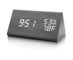Alarm Clock Digital Alarm Clock, with Night LED, Date, Voice Control Clock, Wooden Digital Clock, Internal Temperature, 3 Adjustable Alarm Groups