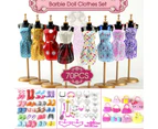 70pcs Items For Barbie Doll Jewellery Clothes Set Accessories Shoes Dresses