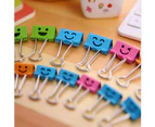 Smiling Binder Paper Clips - 40 Pack 19mm Mini Colored Metal Foldback Fun Clip Clamps with Cute Hollow Smile Face  (0.75 Inch, Small)