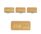 Wood Alarm Clock Voice Command Digital Clocks LED Wooden Clock Small Alarm Clocks 3 Levels Brightness 3 Alarms Desk Clock Show Time Date Week Temperature