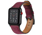 Compatible With Apple Watch Band 38-40Mm /42-44Mm, Genuine Leather Replacement Band-Rose Red