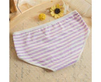 Minbaeg Underwear Horizontal Stripes Soft Cotton Women Bowknot Briefs for Home-Light Purple - Light Purple