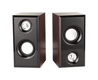 1 Pair Computer Speakers USB Powered Surround Sound Wooden Desktop Wired Loudspeakers for Laptop-Brown-2
