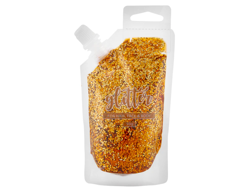 BYS Glitter Gel Pouch for Hair, Face & Body 50g - Gold