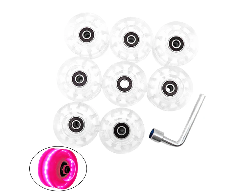 Nvuug 8Pcs Wear-Resistant Roller Sliding Skating Skate Wheels Durable Replacements-Pink