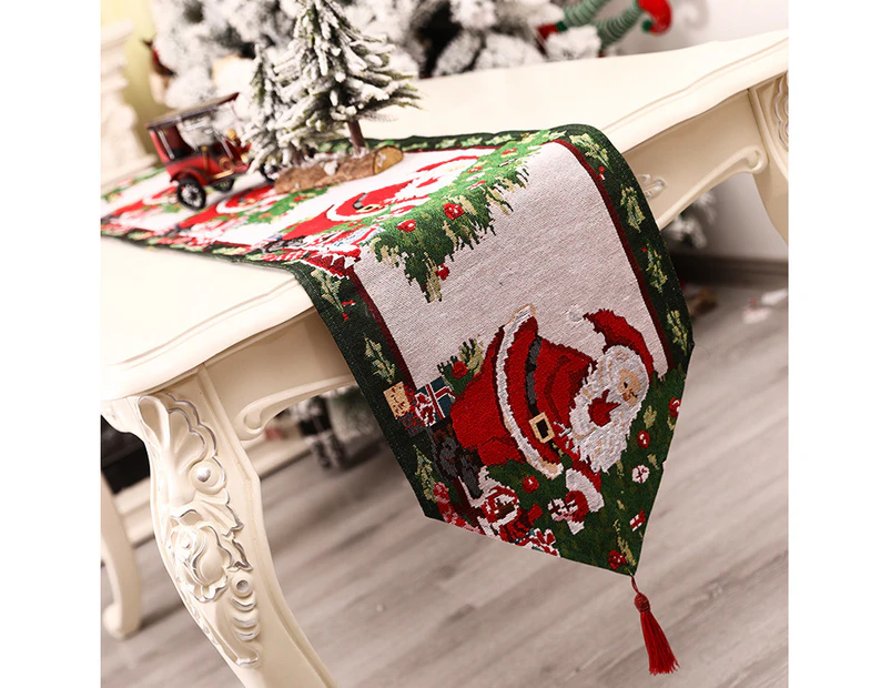 1pc Christmas Table Runner  6FT Xmas Dinner Table Flag Placemat Embroidered Table Cloth Flag Christmas Decorations Holiday Party A2