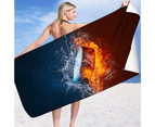 Bestjia Beach Towel Super Absorbent 3D Digital Printing Double Sided Fleece Extra-large Rectangular Softness Bathing Towel for Home - A