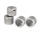 4x Magnetic Spice Cans with Clear Lids Stainelss Steel Storage Conainer