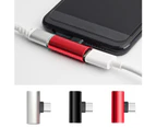 2-in-1 Splitter Type-C 3.5mm Headphone Charging Audio Adapter for Huawei Xiaomi-Black