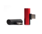 2-in-1 Splitter Type-C 3.5mm Headphone Charging Audio Adapter for Huawei Xiaomi-Red