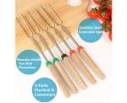 Bbq Utensils,1 Set Of Bbq Forks - 8 Sticksmarshmallow Bars Wooden Handle Set Of 8 S'Mores String Telescopic Forks 32" With Carry
