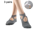 3 Pairs Yoga Socks for Women Non-Slip Grips & Straps, Ideal for Pilates, Pure Barre, Ballet, Dance, Barefoot Workout