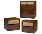 Sharon 2pc Bedside Table Tallboy Solid Wood Chest of Drawers Nightstand