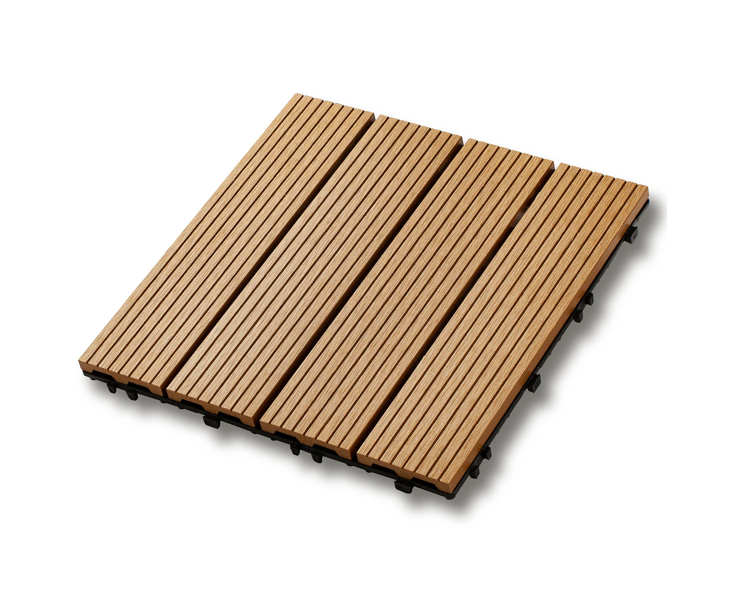 1x DIY WATSUN 3rd Gen WPC [Wooden Plastic Composite] Interlocking Decking Tiles Garden Flooring Pattern 1 Natural Colour