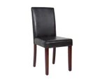 2x Wooden Frame Brown Leatherette Dining Chairs with Solid Pine Legs