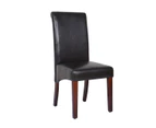 2x Wooden Frame Brown Leatherette Dining Chairs with Solid Pine Legs