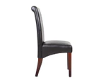 2x Wooden Frame Brown Leatherette Dining Chairs with Solid Pine Legs