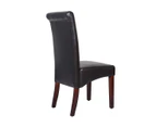 2x Wooden Frame Brown Leatherette Dining Chairs with Solid Pine Legs