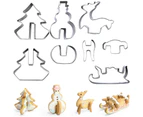 Oraway 8Pcs/Set 3D Stainless Steel Christmas Cookie Cutters Reusable Xmas Tree Baking Mould Stencils Cooking Tools - Stainless Steel