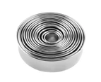 Oraway 14Pcs Stainless Steel Round Mousse Fondant Cake Mold Cookie Cutter Baking Tool - Silver