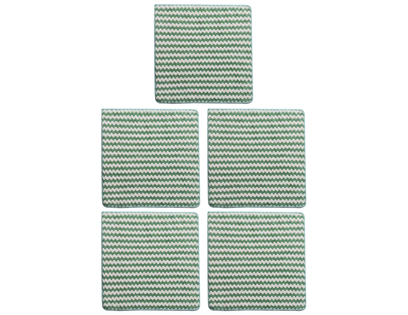 5Pcs Cleaning Towel Easy to Clean Thickened Breathable Water Absorbent Washing Dishcloths for Restaurant-Green