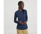 Kathmandu Women's 100% Merino Long Sleeve Crew Top - Blue Midnight Navy Marle