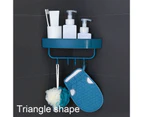 Wall Mounted Storage Rack with Hooks Plastic Space Saving Bathroom Shelf for-Dark Blue Triangle