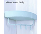 Wall Mounted Storage Rack with Hooks Plastic Space Saving Bathroom Shelf for-Light Blue Triangle
