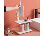 Storage Shelf Absorbent Detachable Iron Frame Large Capacity Metal Toothbrush Holder Household-White Dual Layer
