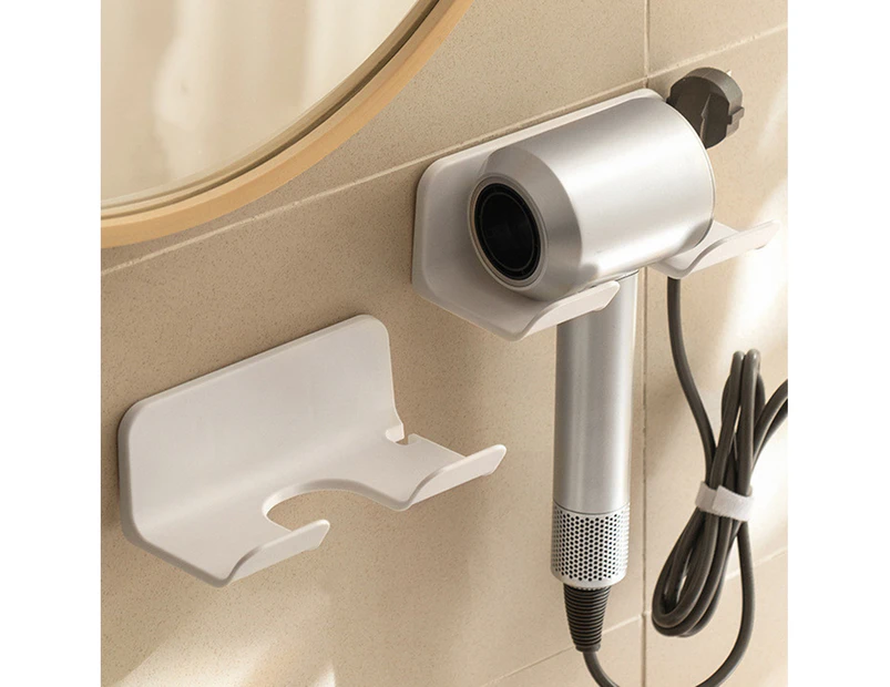 Hair Dryer Holder Wall Mounted No Traces Plastic All-Purpose Hairdryer Straightener Organizer Rack for-White