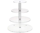 Oraway Transparent Round Acrylic 3/4 Tier Cake Holder Party Cupcake Display Stand Rack - 4 Layer