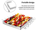 Bbq Sign,Foldable Skewer Rack With Bbq Stickbbq Skewers, Stainless Steel Skewers, Reusable Skewers, Bbq, Vegetables, Home, Party