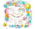 Pastel Balloon Arch Kit, 53Pcs Rainbow Cloud Balloon Kit, Sky Theme Birthday Party Decoration