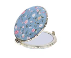 2pcs portable compact mirror double-sided makeup mirror retro small blue