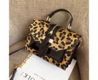 Women's Leopard Pu Leather Shoulder Bags Lady Solid Black And Burgundy Crossbody Chain Handbags Girl Fashion Sling Bags