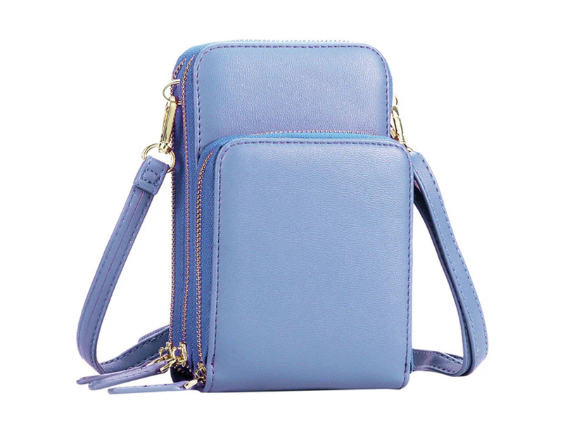 aerkesd Women Multi Pockets Zippers Mini Shoulder Bag Crossbody Phone Pouch Purse Wallet-Sky Blue - Sky Blue