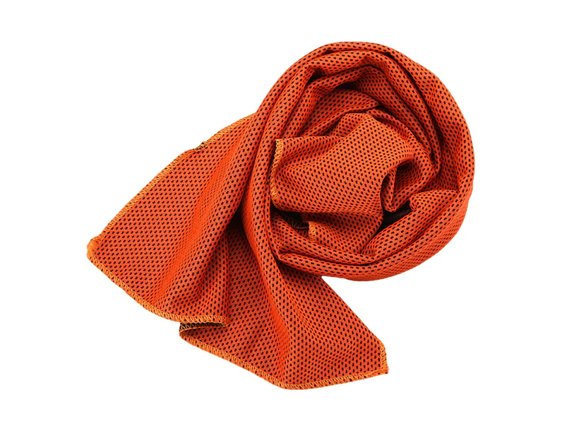 Solid Color Sweat Absorbent Summer Outdoor Sports Running Jogging Cooling Towel-Orange Polyester