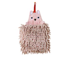 Hand Towel Soft Strong Absorption Chenille Fast Dry Cartoon Hanging Towel for Bathroom -Pink Chenille