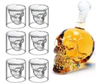 Wine Bottle，7-Piece Skull Wine Bottle-350 Ml Skull Shot Glasses Set, Skull Wine Bottle With 6 Skull Glasses